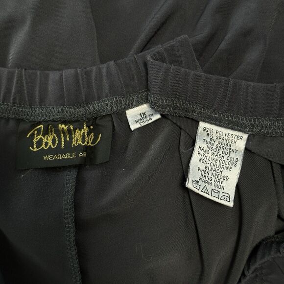 Bob Mackie Wearable Art Wide Leg Pants Womens 1X Gray Slinky Lagenlook Travel - Picture 8 of 8